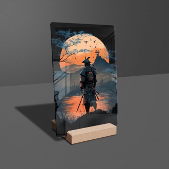 Acrylic glass Samurai at sunset