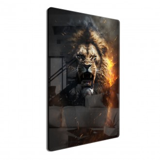 Acrylic glass A lion on fire