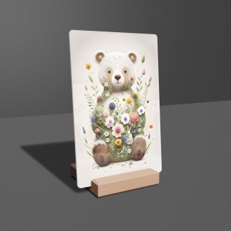 Acrylic glass Floral polar teddy bear