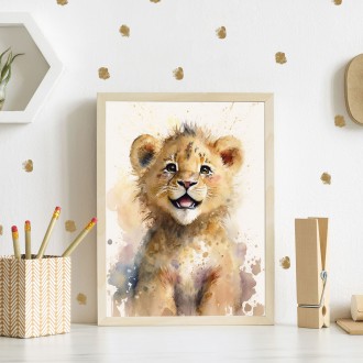 Watercolor lion cub