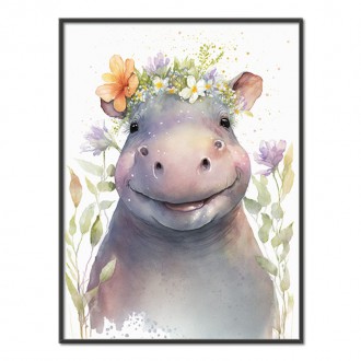 Watercolor hippopotamus