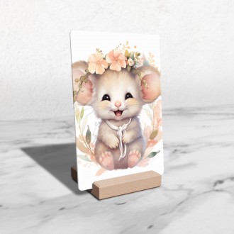 Acrylic glass Baby mouse in flowers