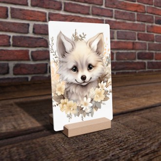 Acrylic glass Baby white fox in flowers