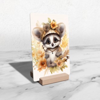 Acrylic glass Baby lemur in flowers