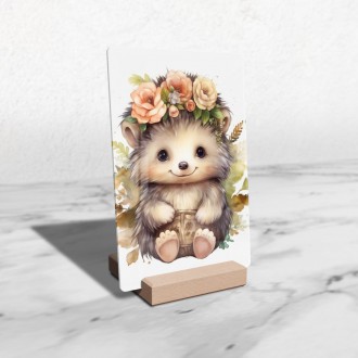 Acrylic glass Baby hedgehog in flowers