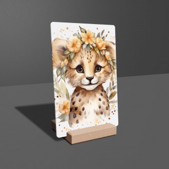 Acrylic glass Leopard cub in flowers