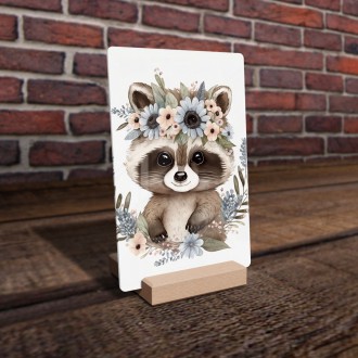 Acrylic glass Baby raccoon in flowers