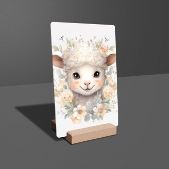 Acrylic glass Baby sheep in flowers