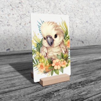 Acrylic glass Baby parrot in flowers