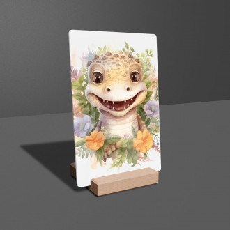 Acrylic glass Baby crocodile in flowers