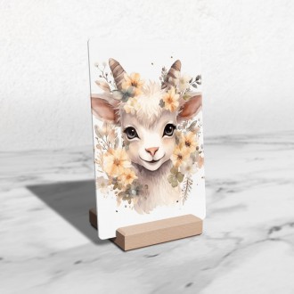 Acrylic glass Baby goat in flowers