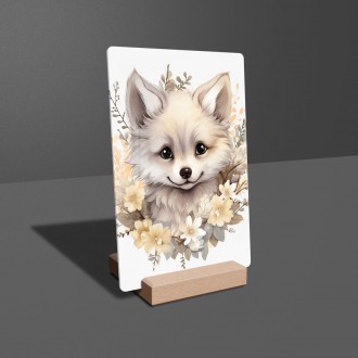 Acrylic glass Baby white fox in flowers