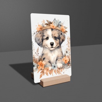 Acrylic glass Young dog in flowers
