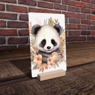 Acrylic glass Baby panda in flowers