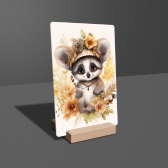Acrylic glass Baby lemur in flowers