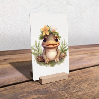 Acrylic glass Baby frog in flowers