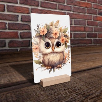 Acrylic glass Baby owl in flowers