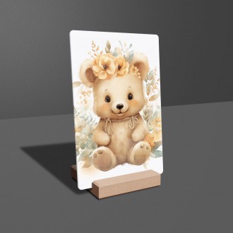 Acrylic glass Bear cub in flowers