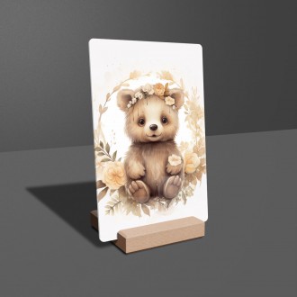 Acrylic glass Grizzly cub in flowers