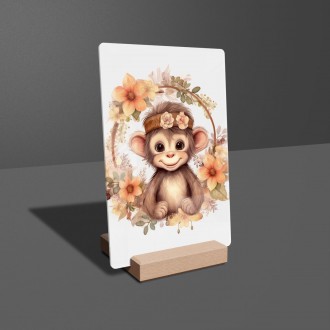 Acrylic glass Baby monkey in flowers