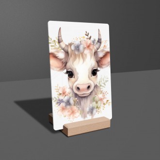 Acrylic glass Baby cow in flowers