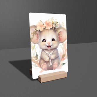 Acrylic glass Baby mouse in flowers