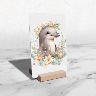 Acrylic glass Baby dolphin in flowers
