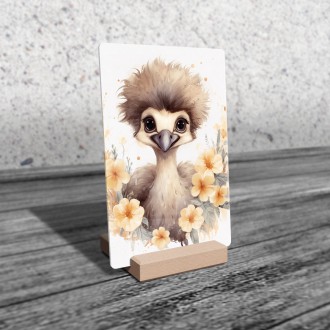 Acrylic glass Baby ostrich in flowers