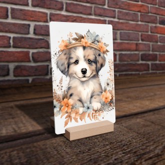 Acrylic glass Young dog in flowers