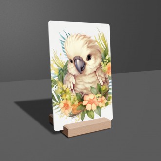 Acrylic glass Baby parrot in flowers