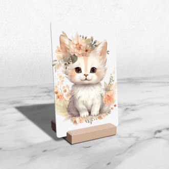 Acrylic glass Baby cat in flowers