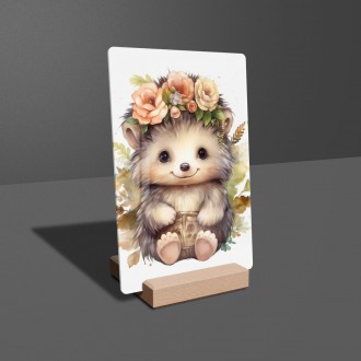 Acrylic glass Baby hedgehog in flowers
