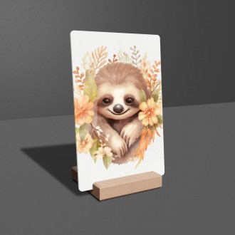 Acrylic glass Baby sloth in flowers
