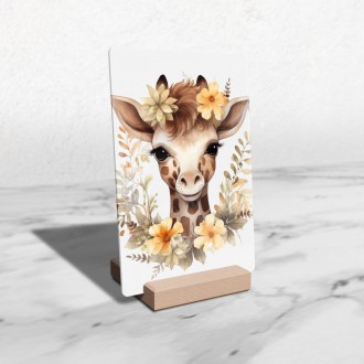 Acrylic glass Baby giraffe in flowers