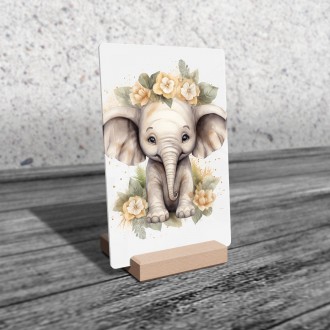 Acrylic glass Baby elephant in flowers