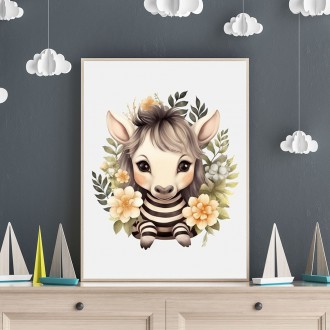 Baby zebra in flowers
