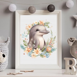 Baby dolphin in flowers