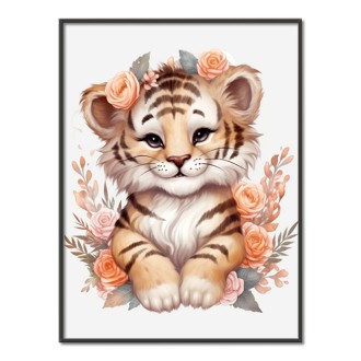 Tiger cub in flowers