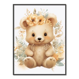 Bear cub in flowers