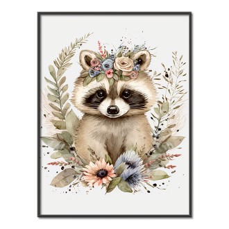 Baby raccoon in flowers 2