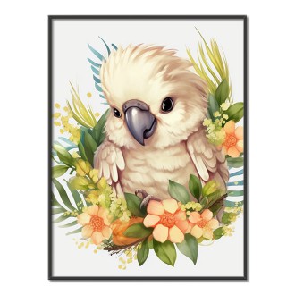 Baby parrot in flowers