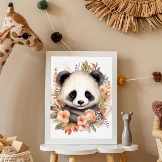 Baby panda in flowers