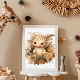 Baby dragon in flowers