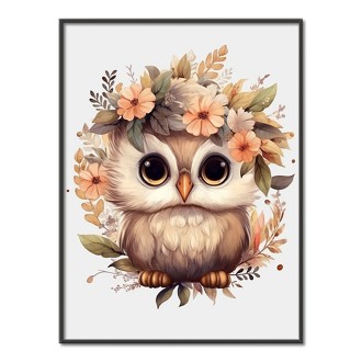 Baby owl in flowers