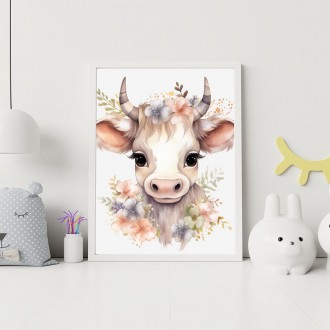 Baby cow in flowers