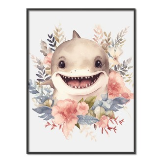 Baby shark in flowers