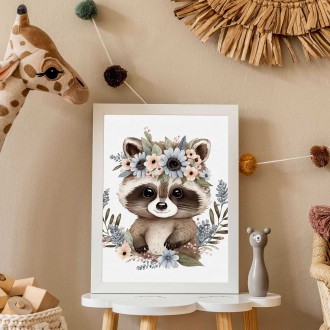 Baby raccoon in flowers