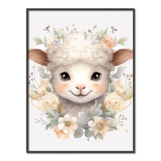 Baby sheep in flowers