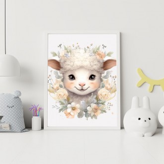 Baby sheep in flowers