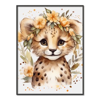 Leopard cub in flowers
